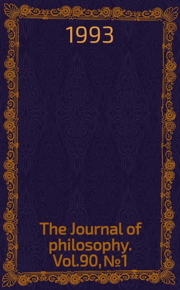 The Journal of philosophy. Vol.90, №1