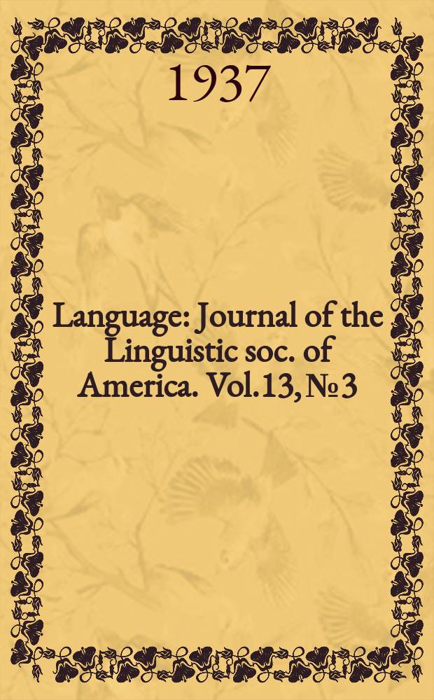 Language : Journal of the Linguistic soc. of America. Vol.13, №3