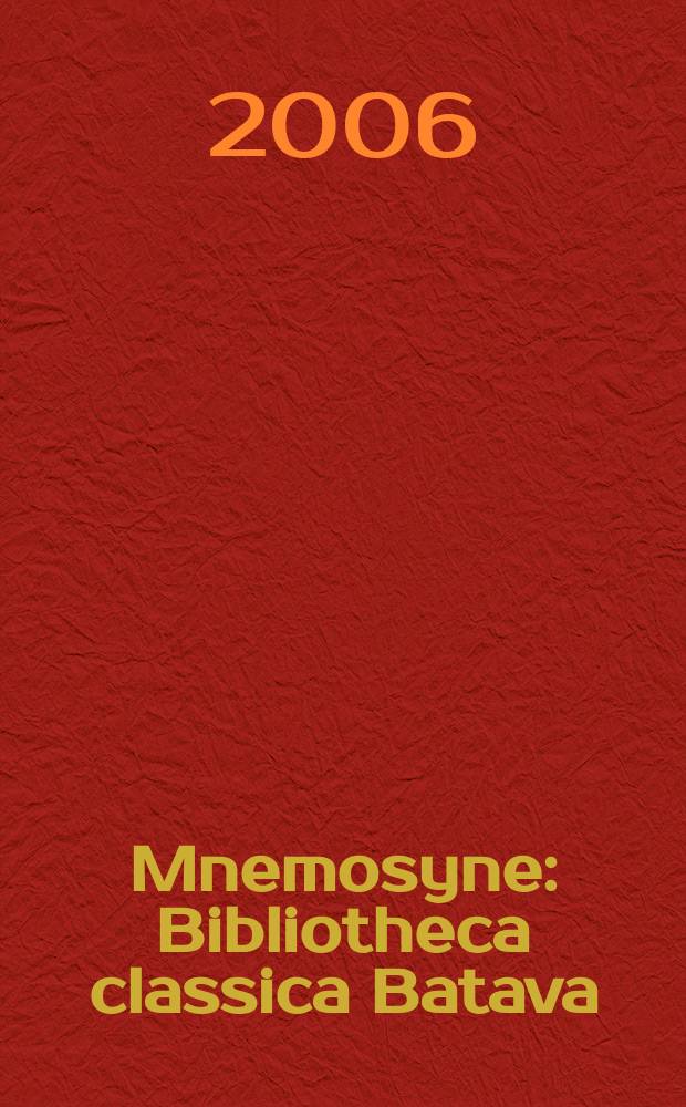 Mnemosyne : Bibliotheca classica Batava : Founding the year: Ovid's Fasti and the poetics of the Roman calendar = Созданный год: "Фасты" Овидия и поэтика римского календаря