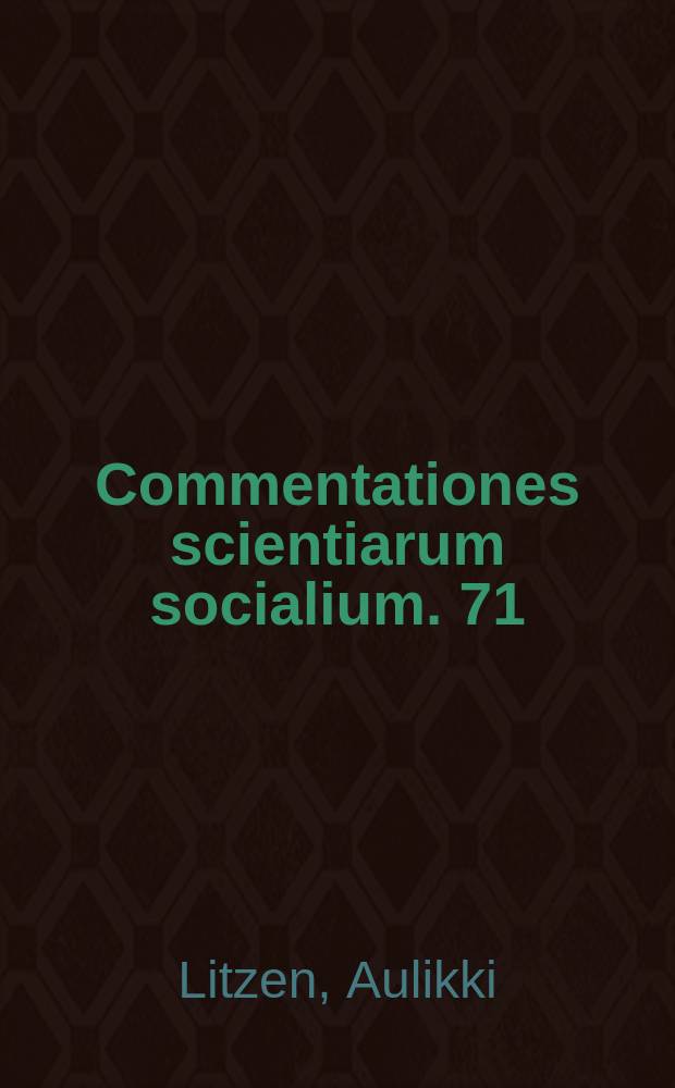 Commentationes scientiarum socialium. 71 : Genius logistics