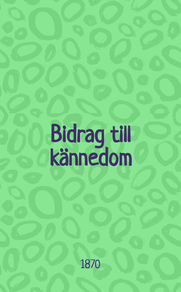 Bidrag till kännedom