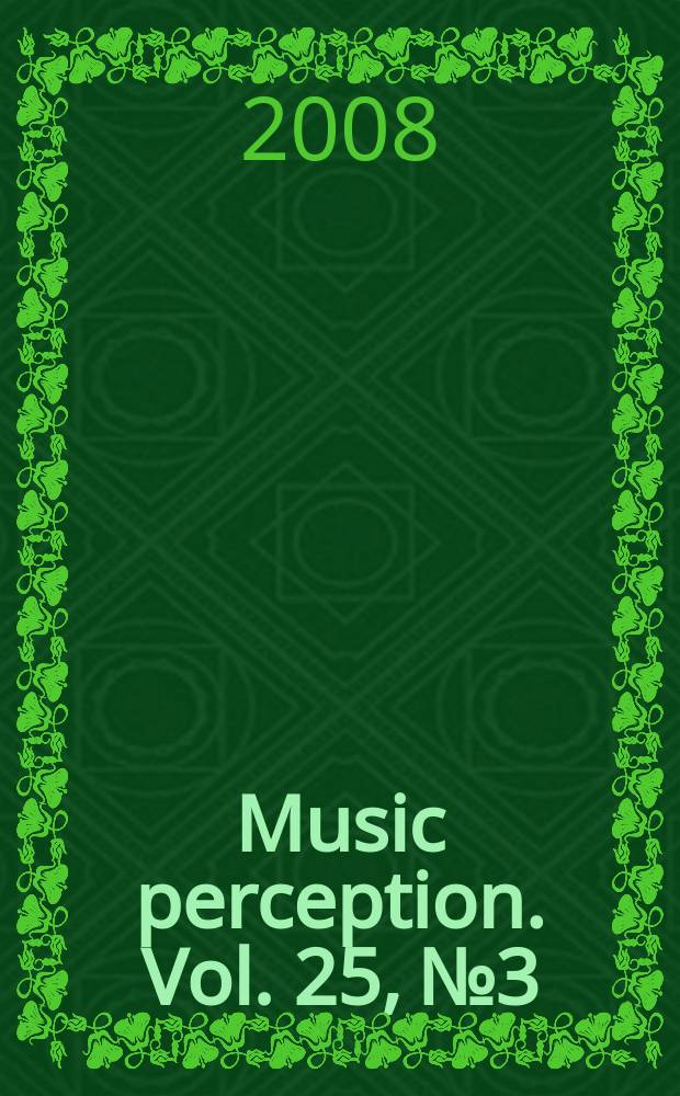 Music perception. Vol. 25, № 3
