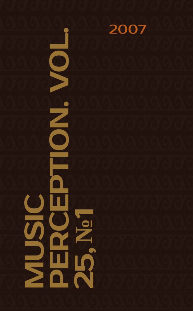 Music perception. Vol. 25, № 1