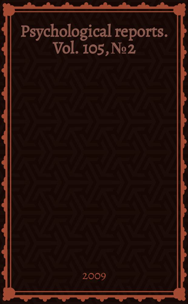 Psychological reports. Vol. 105, № 2