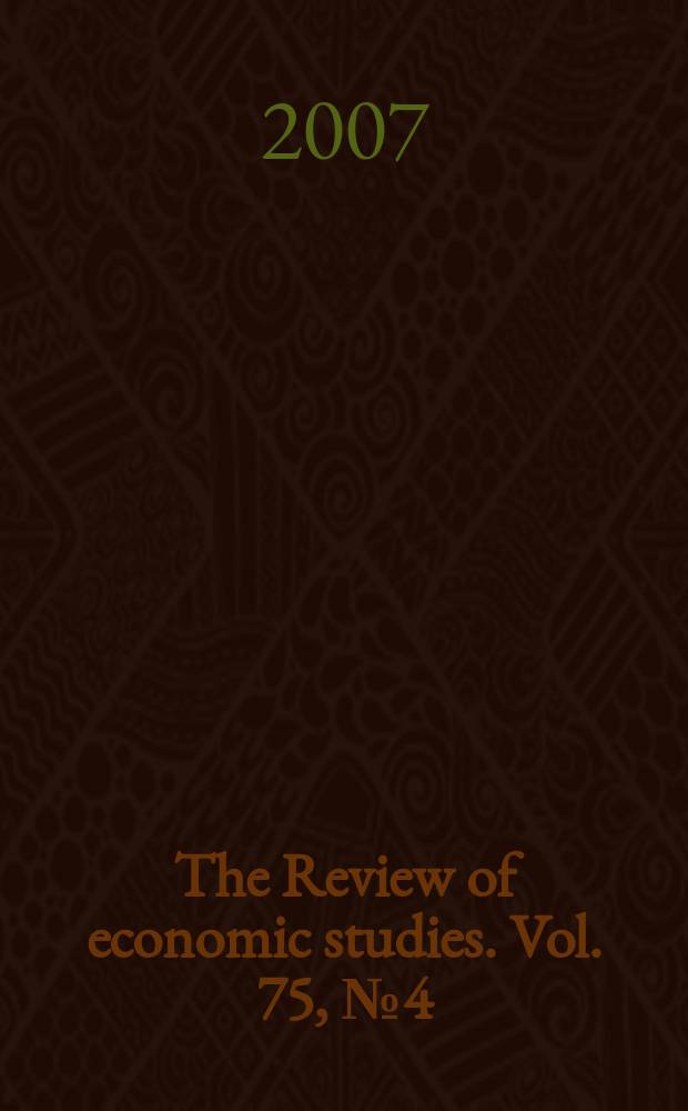 The Review of economic studies. Vol. 75, № 4 (261)