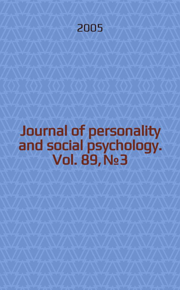 Journal of personality and social psychology. Vol. 89, № 3