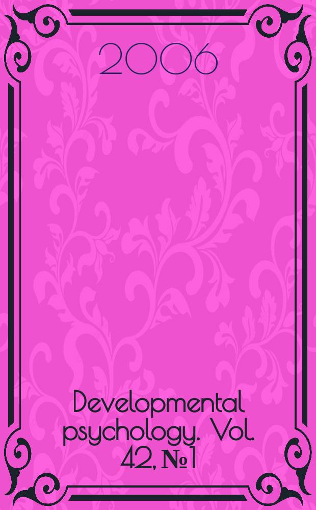 Developmental psychology. Vol. 42, № 1