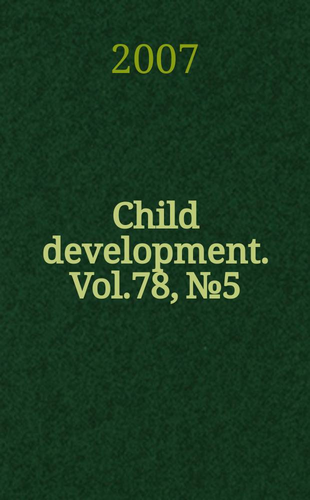 Child development. Vol.78, № 5