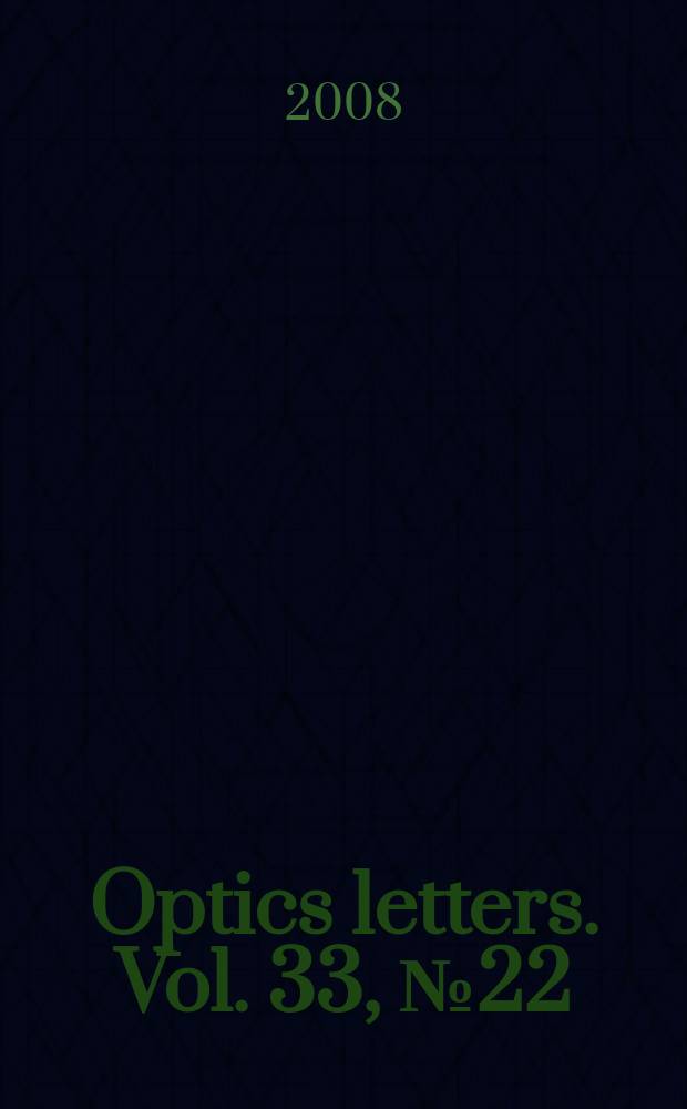Optics letters. Vol. 33, № 22