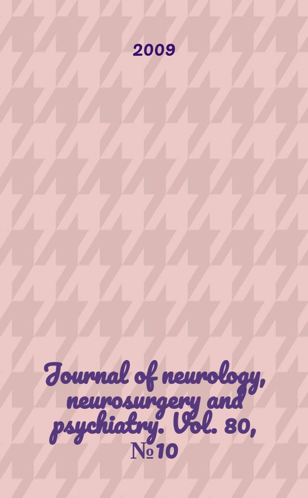 Journal of neurology, neurosurgery and psychiatry. Vol. 80, № 10