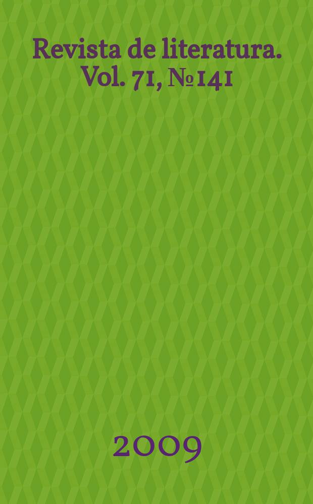 Revista de literatura. Vol. 71, № 141