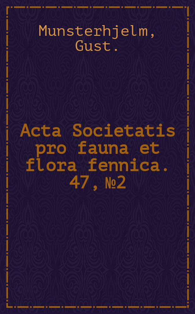 Acta Societatis pro fauna et flora fennica. 47, № 2 : Om Chironomidernas äggläggning och äggrupper