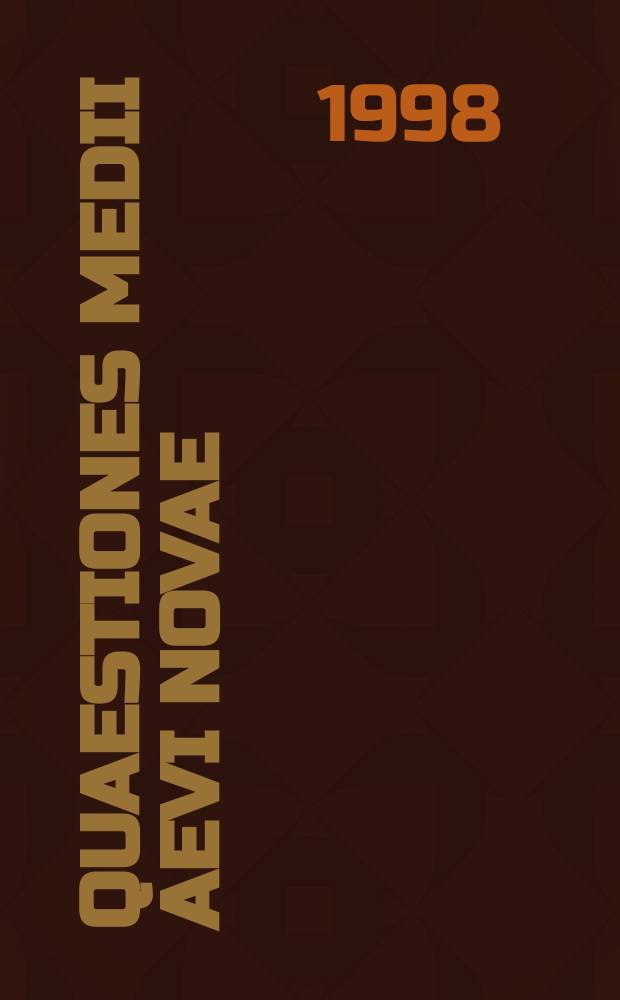 Quaestiones medii aevi novae = Вопросы средневековой истории