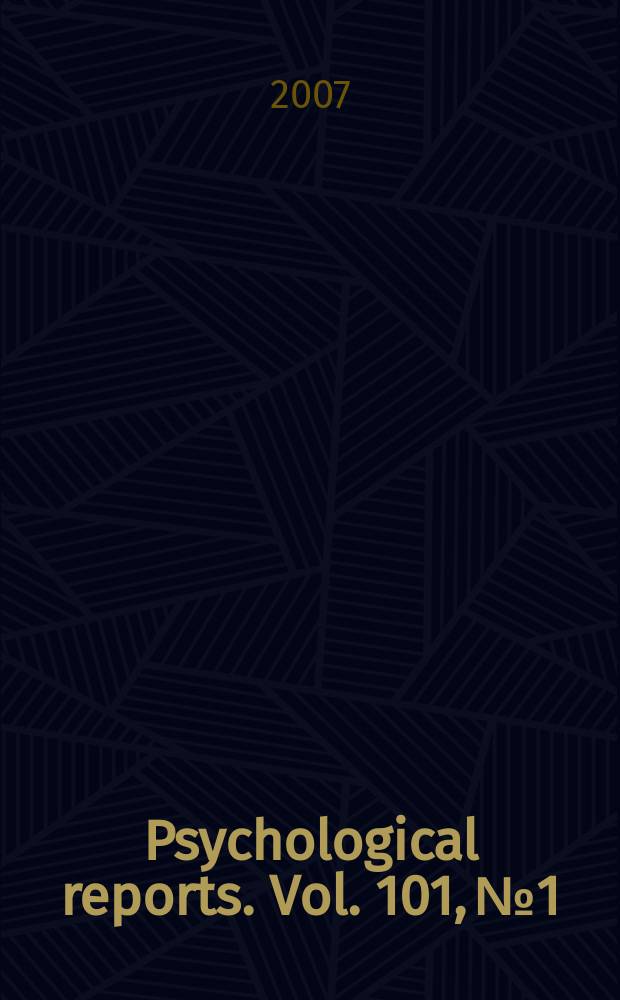 Psychological reports. Vol. 101, № 1