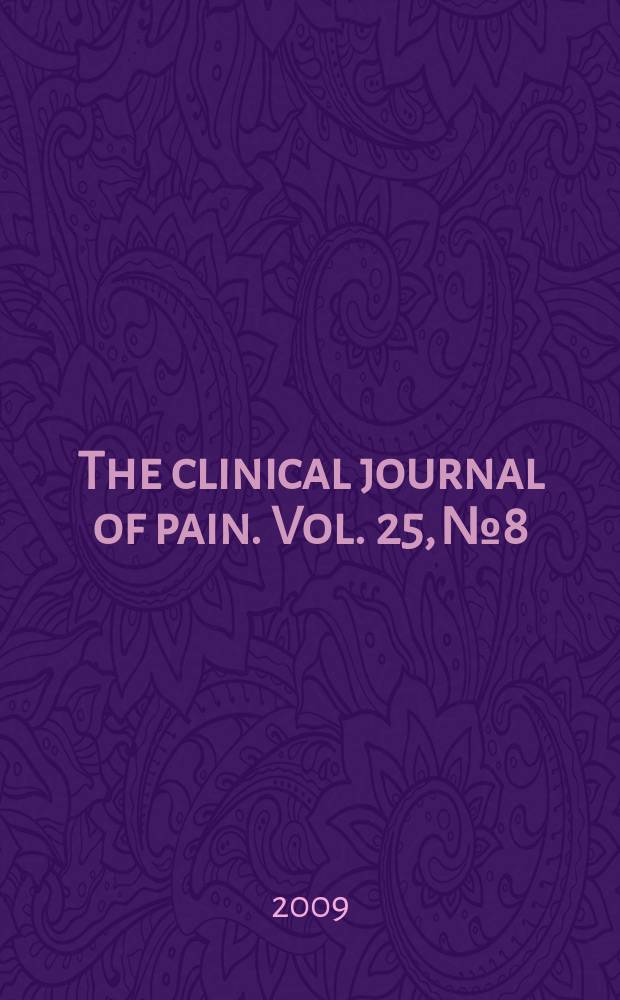 The clinical journal of pain. Vol. 25, № 8