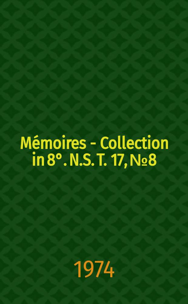 Mémoires - Collection in 8°. N.S.[T.] 17, №8 : La mangrove zaïroise