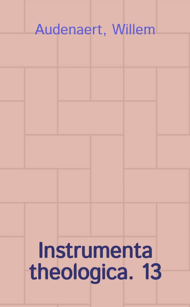 Instrumenta theologica. 13 : Clavis foliorum periodicorum theologicorum, Benelux = Указатель периодических изданий по теологии, Бенилюкс