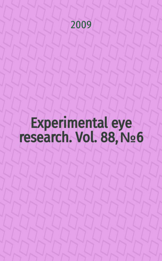 Experimental eye research. Vol. 88, № 6
