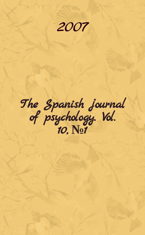 The Spanish journal of psychology. Vol. 10, № 1