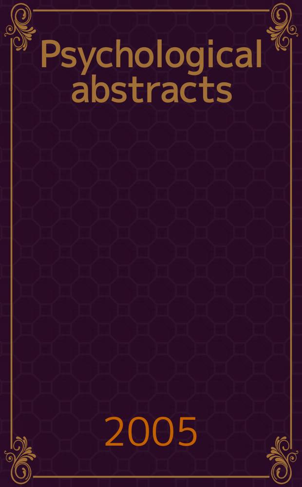 Psychological abstracts : Publ. by The Amer. psychol. assoc. Vol. 92, № 1