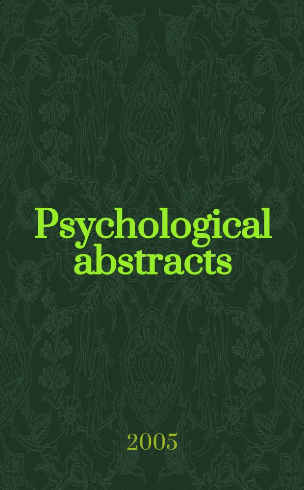 Psychological abstracts : Publ. by The Amer. psychol. assoc. Vol. 92, № 3