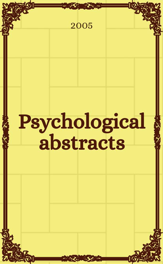 Psychological abstracts : Publ. by The Amer. psychol. assoc. Vol. 92, № 4