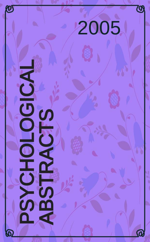 Psychological abstracts : Publ. by The Amer. psychol. assoc. Vol. 92, № 5