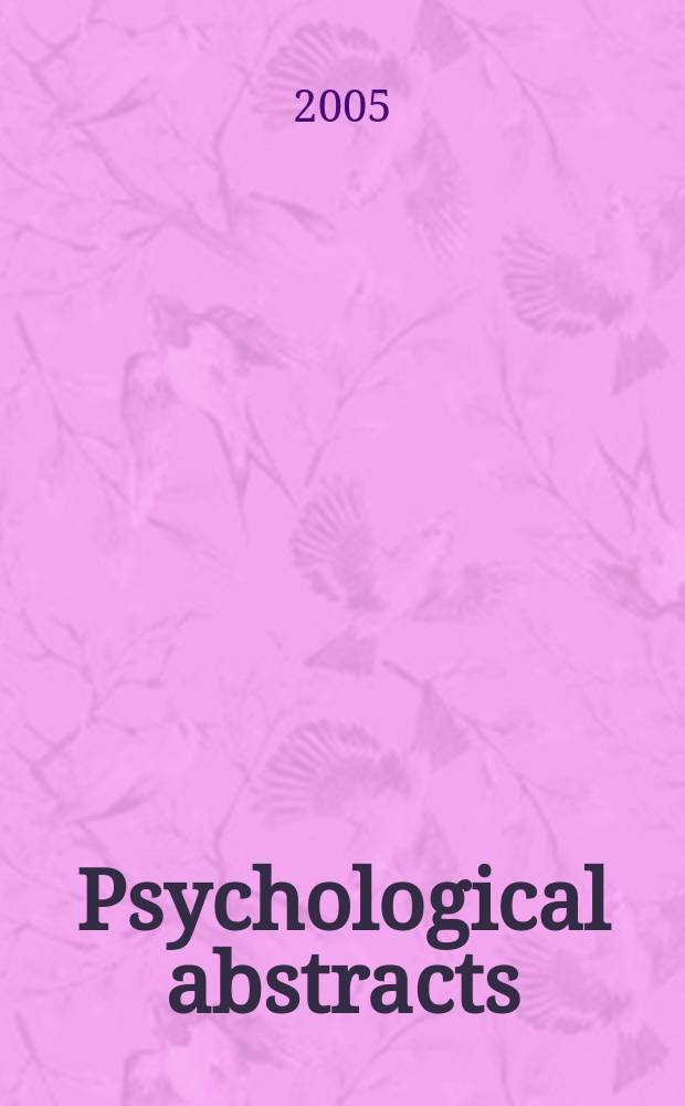 Psychological abstracts : Publ. by The Amer. psychol. assoc. Vol. 92, № 8