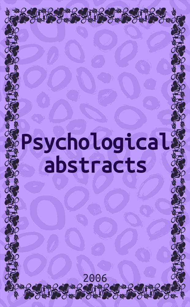 Psychological abstracts : Publ. by The Amer. psychol. assoc. Vol. 93, № 7