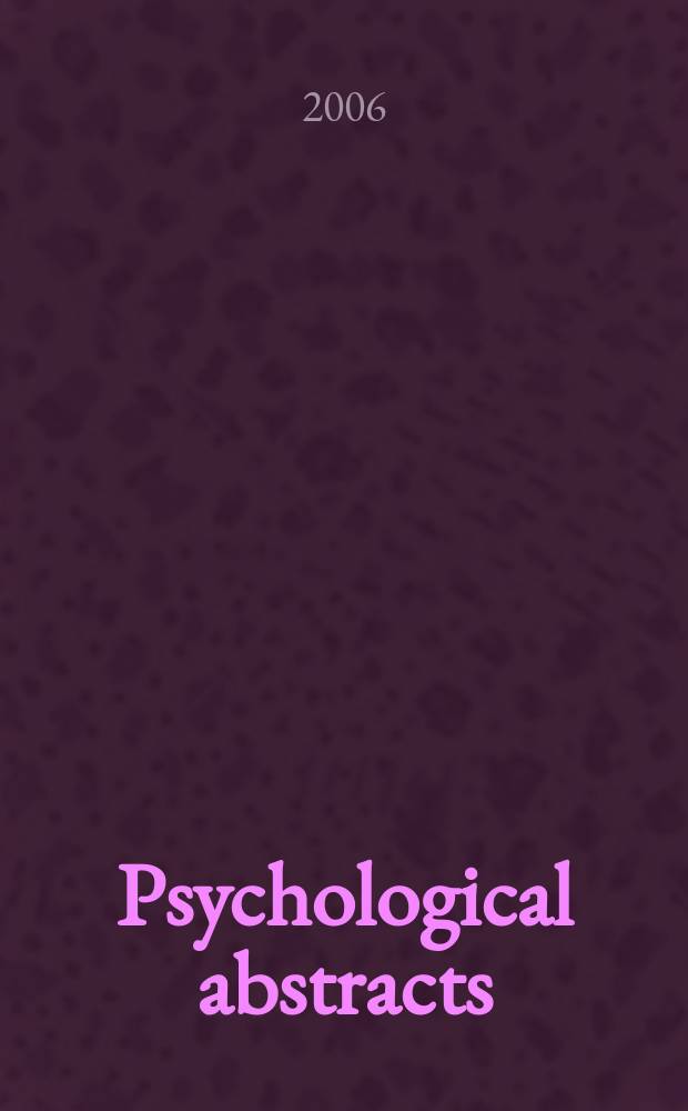 Psychological abstracts : Publ. by The Amer. psychol. assoc. Vol. 93, № 12