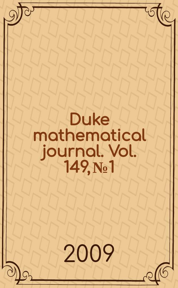 Duke mathematical journal. Vol. 149, № 1
