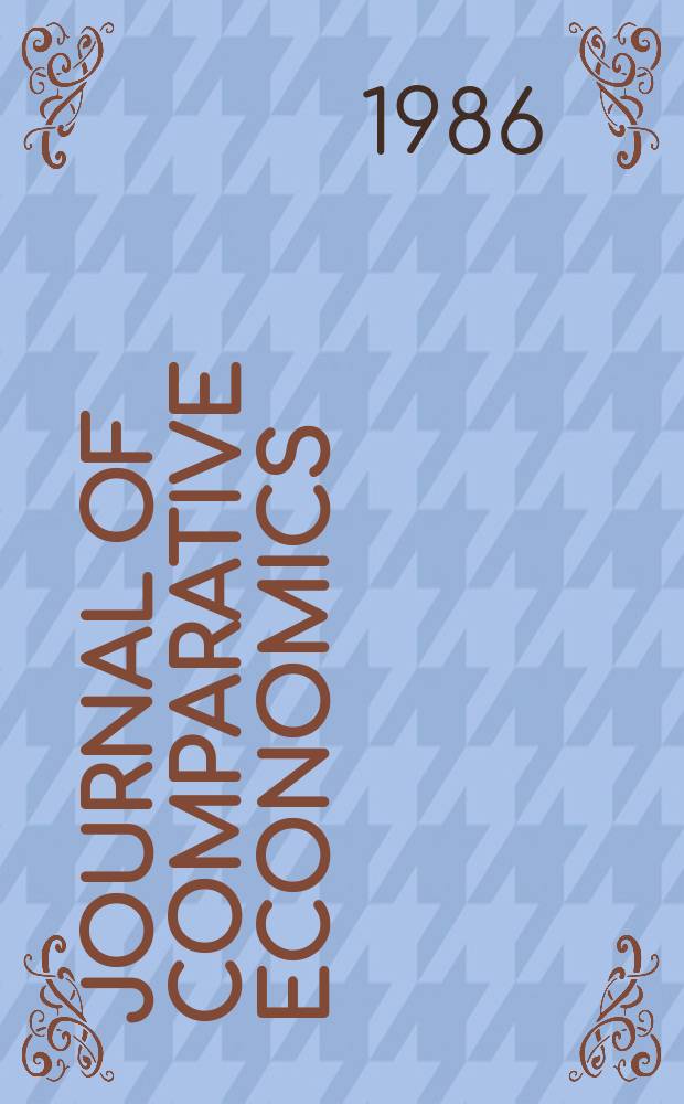 Journal of comparative economics : the j. of the Assoc. for comparative econ. studies. Vol. 10, № 1 : Colloquium on participatory economics and politics, 1985, Yale