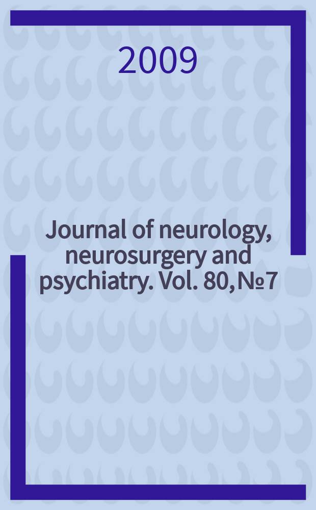Journal of neurology, neurosurgery and psychiatry. Vol. 80, № 7