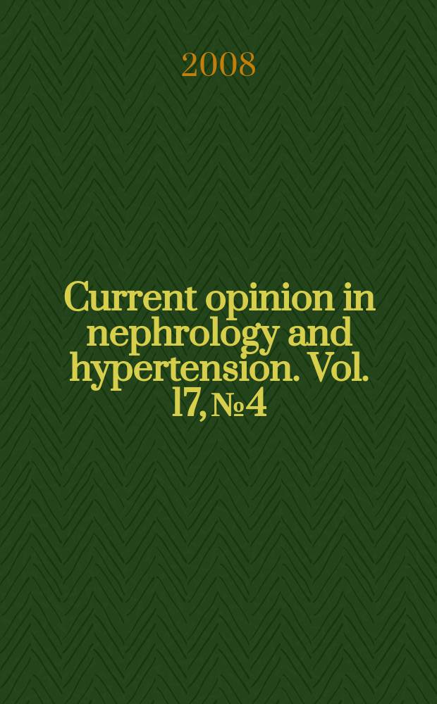 Current opinion in nephrology and hypertension. Vol. 17, № 4