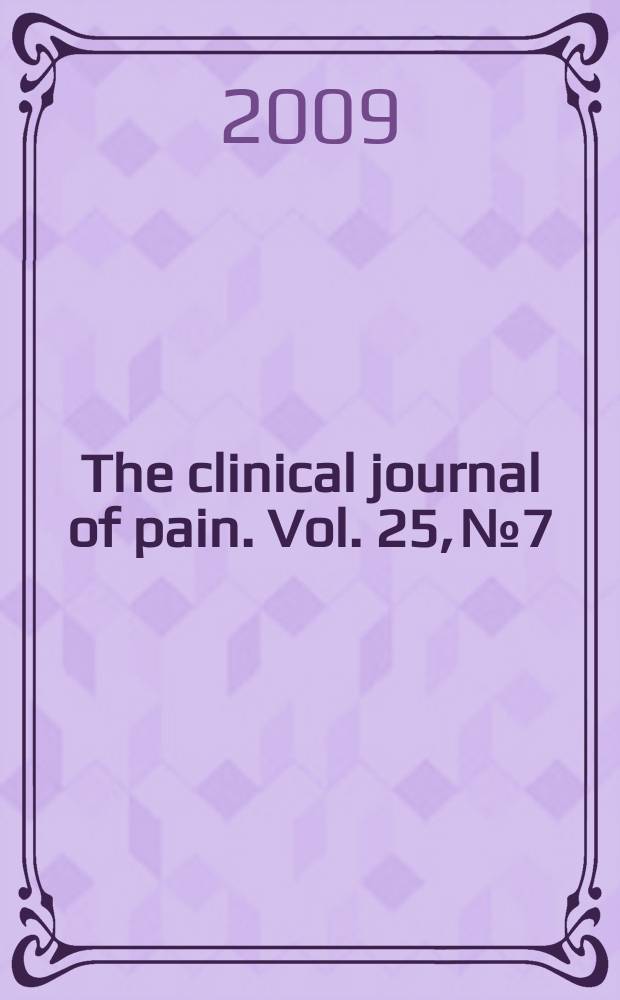 The clinical journal of pain. Vol. 25, № 7