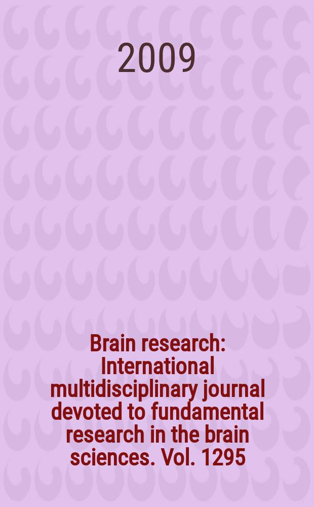 Brain research : International multidisciplinary journal devoted to fundamental research in the brain sciences. Vol. 1295