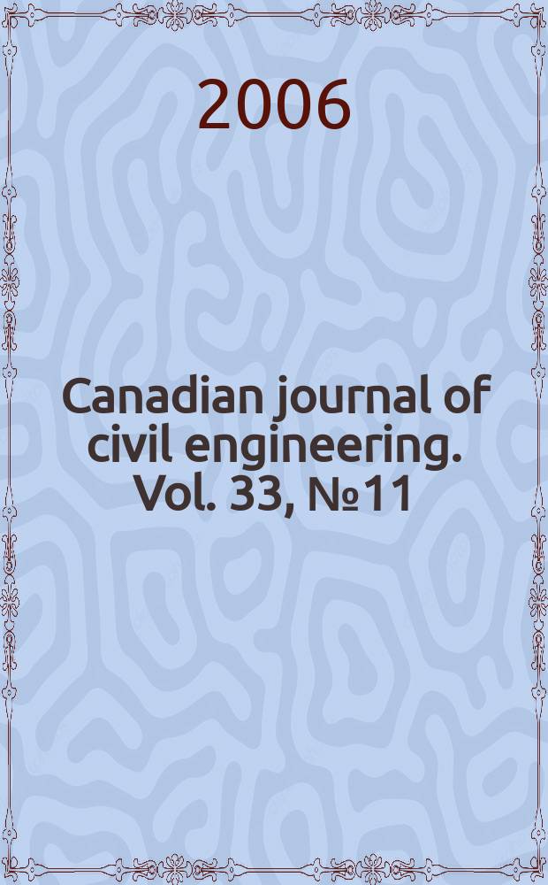 Canadian journal of civil engineering. Vol. 33, № 11