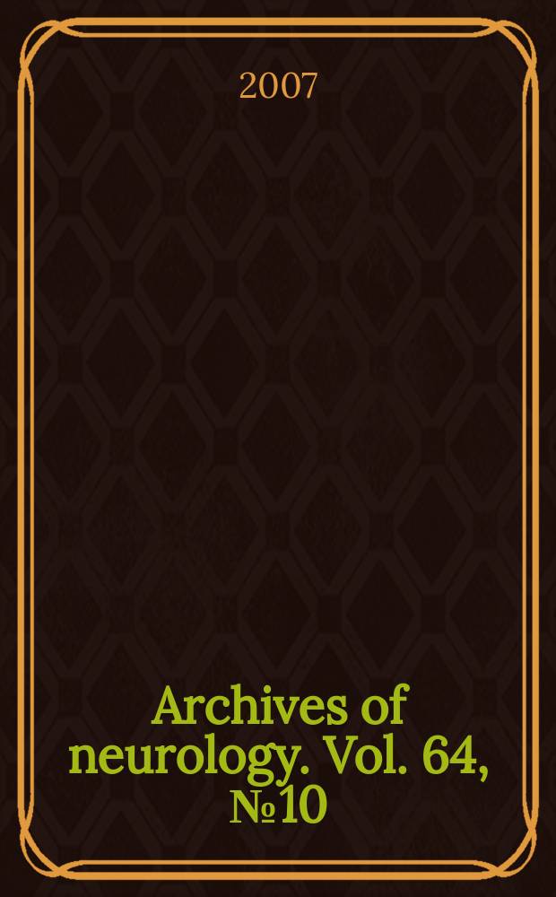 Archives of neurology. Vol. 64, № 10