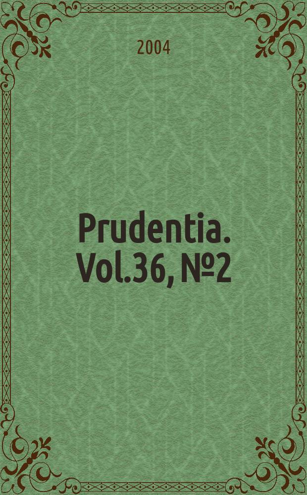 Prudentia. Vol.36, №2