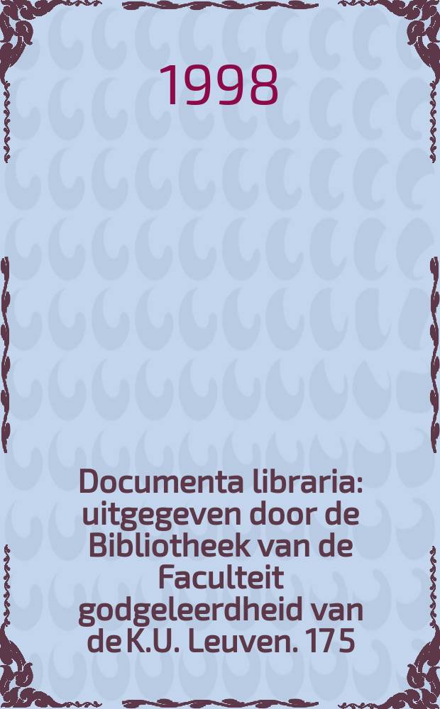 Documenta libraria : uitgegeven door de Bibliotheek van de Faculteit godgeleerdheid van de K.U. Leuven. 17[5] : Ontmoetingen met Lutgart van Tongeren, benedictines en cisterciënzerin (1182-1246-1996) = aВстречи с Лютгардой Тонгерской, бенедектинкой и цистерианкой (1182-1246-1996). Выступление о загробной жизнь из Лютгарды Тонгернской