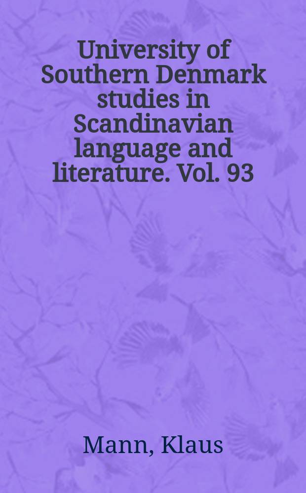 University of Southern Denmark studies in Scandinavian language and literature. Vol. 93 : Rejse til nattens ende. Herman Bang = Путешествие на край ночи. Герман Банг