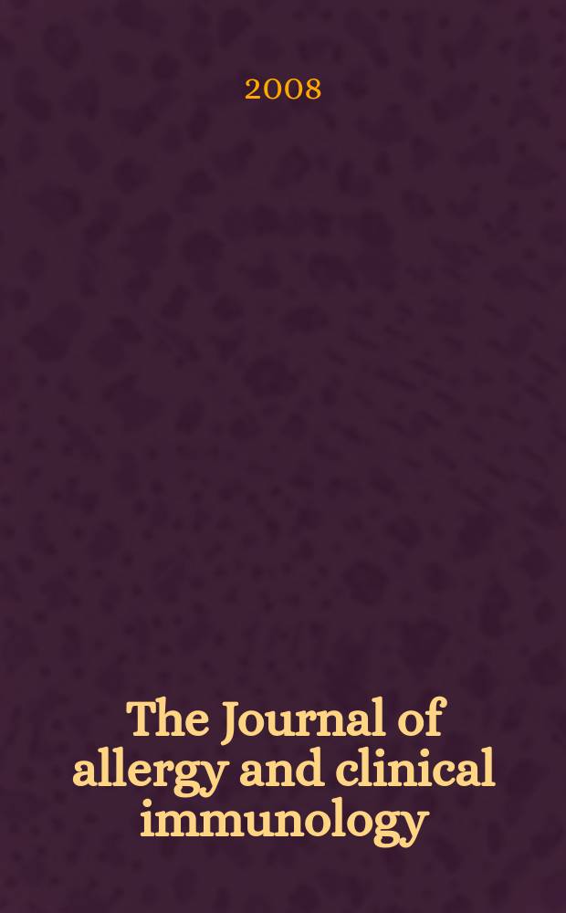 The Journal of allergy and clinical immunology : Including "Allergy abstracts" Offic. organ of Amer. acad. of allergy. Vol. 122, № 4