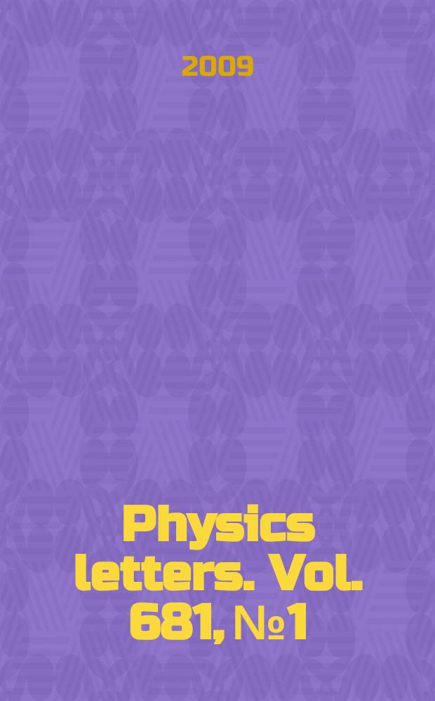 Physics letters. Vol. 681, № 1
