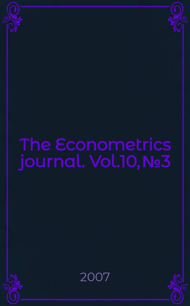 The Econometrics journal. Vol.10, № 3