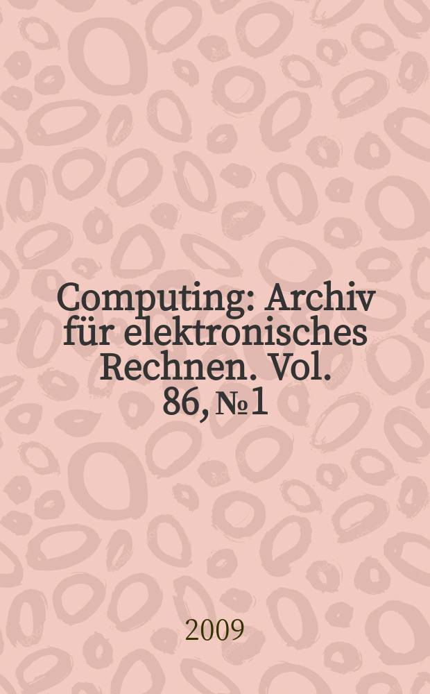 Computing : Archiv für elektronisches Rechnen. Vol. 86, № 1