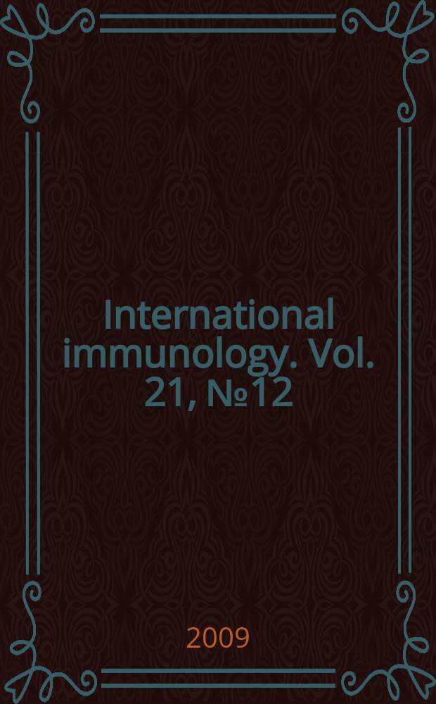 International immunology. Vol. 21, № 12