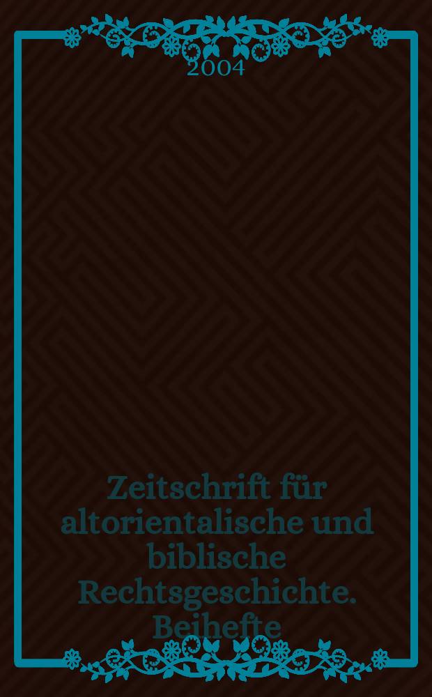 Zeitschrift für altorientalische und biblische Rechtsgeschichte. Beihefte : BZAR. Bd. 4 : The law of testimony in the Pentateuchal codes