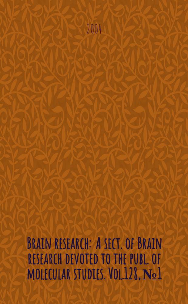 Brain research : A sect. of Brain research devoted to the publ. of molecular studies. Vol.128, №1