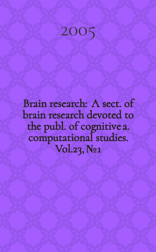 Brain research : A sect. of brain research devoted to the publ. of cognitive a. computational studies. Vol.23, №1 : Multiple perspectives on decision making