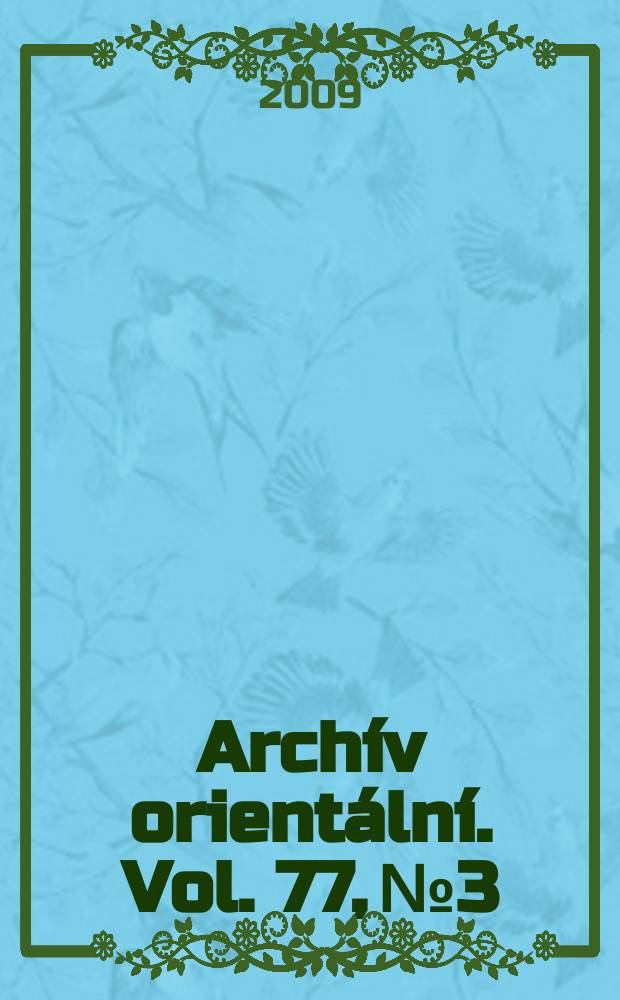 Archív orientální. Vol. 77, № 3